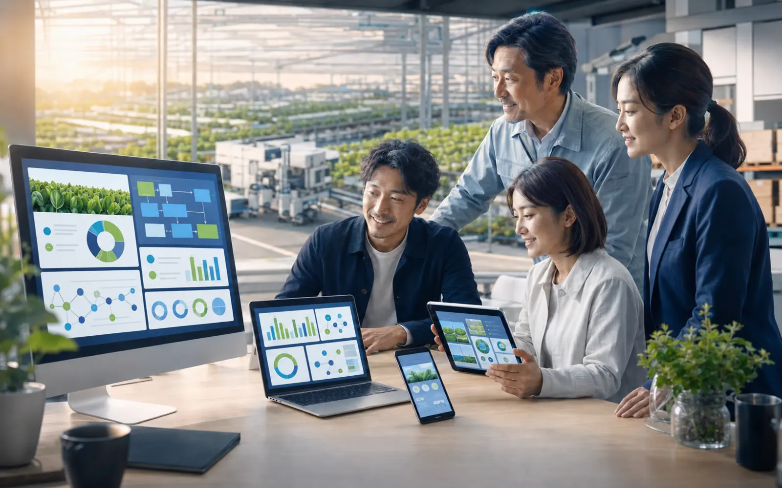 常総市の農業・産業・物流・地域企業とWEB活用を表現した制作イメージ